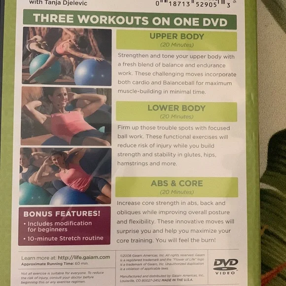 Gaiam Balance Ball w Workout DVD - Picture 7 of 7